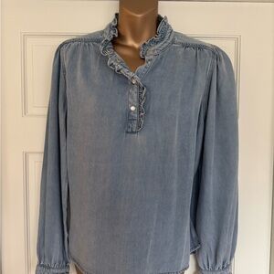Suncoo Ruffled Chambray Top